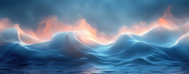 Poster - Calming Blue Waves Abstract Background for Business Presentation and Graphic Design