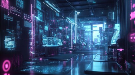 Wall Mural - a smart factory with ai-driven technology and a robust big data system, displaying industry 4.0 adva