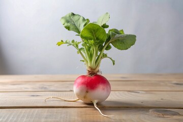 Wall Mural - radishes on a wooden table