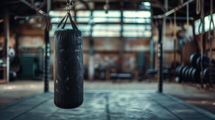 Wall Mural - Punching bag in the gym, AI generated image