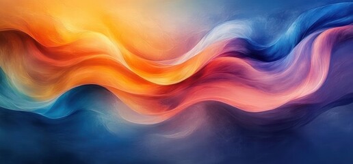 Aufkleber - Glowing Vibrant Abstract Composition Swirling Colors Orange Blue Soft Lighting Blending Flow Design