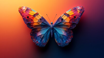 Poster - A colorful, geometric butterfly illustration against a gradient background.