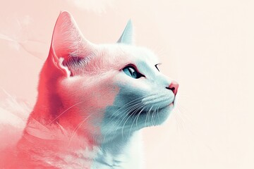 Poster - A stylized illustration of a cat's profile with a vibrant color gradient.