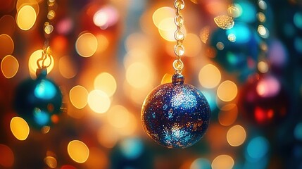 Vibrant Colorful Beads and Lights with Bokeh Background in Festive Celebration