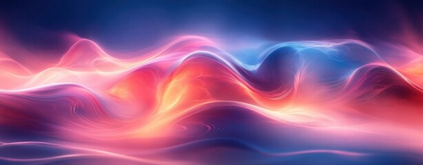 Poster - Futuristic Abstract Wave Background with Neon glow and Gradient Light