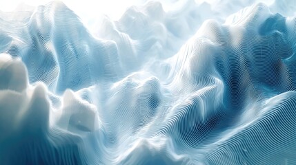 Fototapete - A digital landscape depicting cloud servers and data streams in an abstract style, with a gradient of blues and whites, creating a sense of innovation and technology.