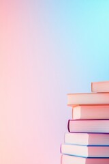 Aufkleber - Dreamlike Stack of Books Against Soft Pastel Background