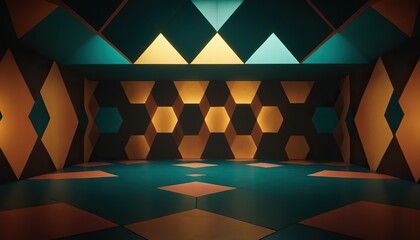 Wall Mural - An abstract background of triangular shapes in a color gradient 201