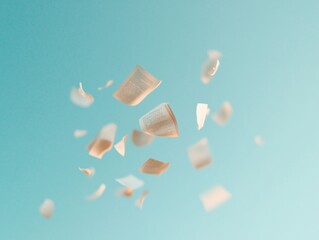 Aufkleber - Floating Pages Against Pastel Sky Surreal Literature and Dreamlike Imagery