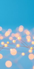 Fototapete - Abstract Network of Glowing Lights on Blue Background - Modern Connectivity Concept