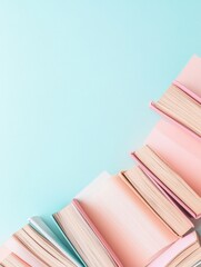 Aufkleber - Pastel Minimalism Open Books in Soft Light Gradient on Blue Background