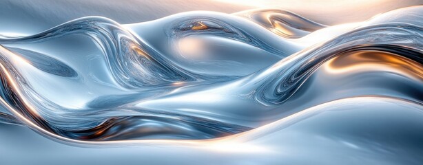 Poster - Silver Liquid Flowing Wave Background Abstract Design