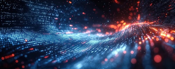 Futuristic Digital Background for Technology, Neural Networks, AI, Data Transmission, Cyber Communication, Abstract Multimedia Design