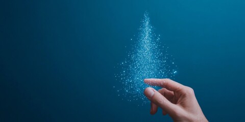 Leinwandbilder - Futuristic Christmas Hand Interacting with Virtual Holographic Tree for Digital Festivities and Cyber Themed Celebrations