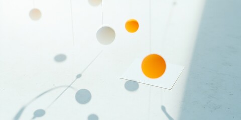 Leinwandbilder - Abstract Geometric Minimalism with Floating Spheres and Shadows in Neutral Tones