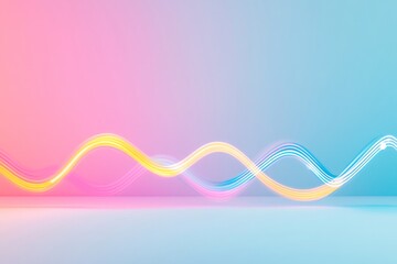 Aufkleber - Minimalist Pastel Data Visualization Flowing Abstract Lines in Soft Light
