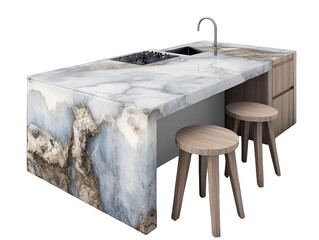 Wall Mural - Luxurious marble kitchen island, a stunning centerpiece for modern culinary spaces