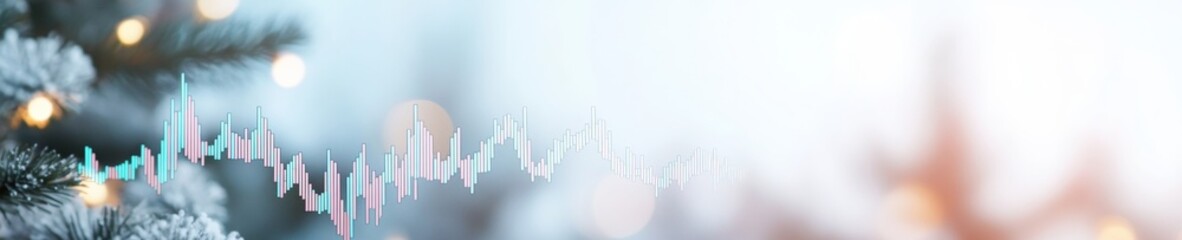 Poster - Holiday-Themed Market Chart Currency Fluctuations Amid Festive Christmas Decor and Glowing Accents