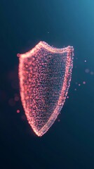 Fototapete - Futuristic Digital Shield in Glowing Network Pattern on Dark Background