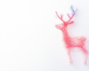 Poster - Minimalist Colored Lead Reindeer Line Art on Clean Background