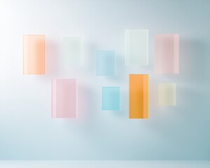 Aufkleber - Floating Translucent Rectangles Surreal Abstract Geometry in Muted Colors