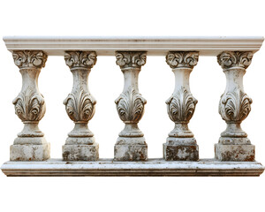 Wall Mural - Vintage weathered balustrade with intricate design, Transparent PNG