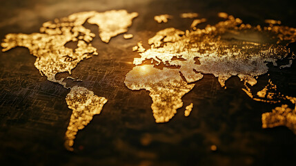 lights illuminates a detailed map of the world with technology concept, map world animated connectio
