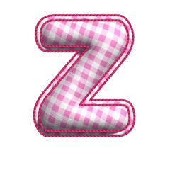 Pink Gingham alphabet letters Z, PNG transparent