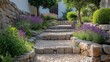 © Ali - Stone steps, lavender, garden, pebble path.