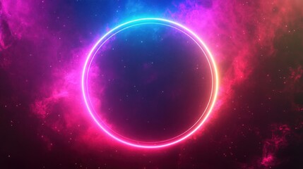 Abstract neon energy sphere showcasing vibrant particles and waves. 