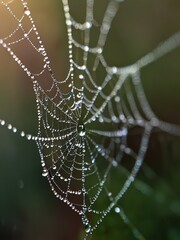 Wall Mural - spider web with dew drops