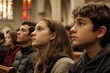 © NayaiP - Teenagers attentively listening in a church.