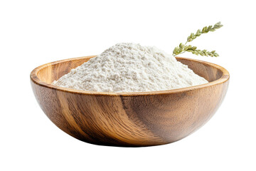 Wall Mural - A bowl of white powder with a green leaf on top