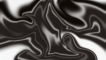 Wall Mural - abstract white and black liquid texture. dark grey wavy liquify background