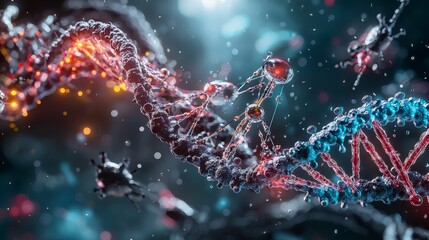 Poster - Revolutionary gene editing technology laboratory digital art futuristic close-up genetic innovation