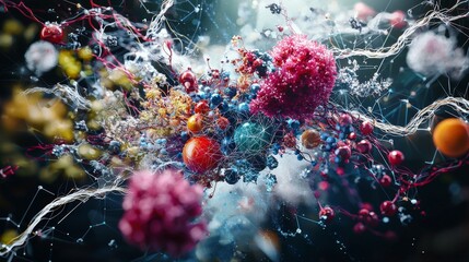 Poster - Dynamic visualization of intellectual property concepts digital space abstract art scientific environment close-up view