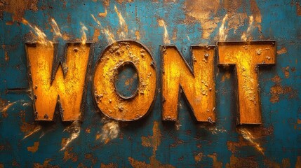 Wall Mural - Rusty metal letters spell 