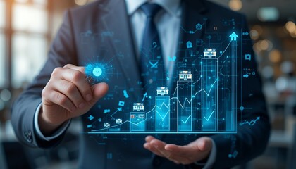 businessman touching screen