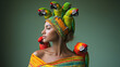 © ClicksdeMexico - A woman wearing a colorful headdress with several parrots on it