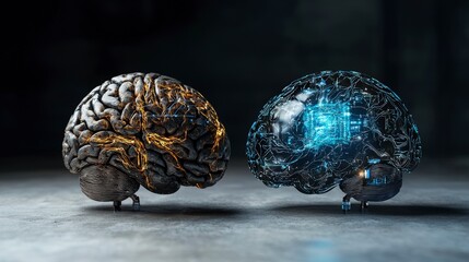 Poster - Exploring the intersection of human brain and ai digital art creation abstract environment futuristic concept