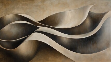 Wall Mural - Abstract Art with Intertwining Bands of White and Brown