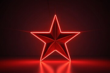 lighted red star on a black background with a red light