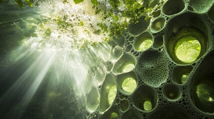 Sticker - Sunbeams Shining Through a Porous Rock Formation