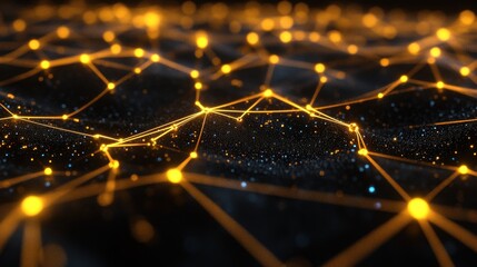 Canvas Print - Abstract Network Visualization with Glowing Nodes