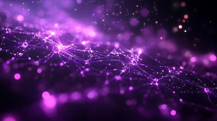 Wall Mural - Neural network of neurons with purple glowing connection