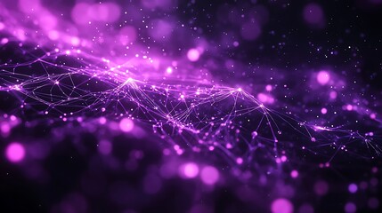 Wall Mural - Neural network of neurons with purple glowing connection