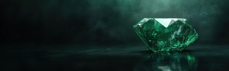 Poster - Emerald gemstone with rich green hues displayed in an elegant setting highlighting its natural brilliance and unique facets