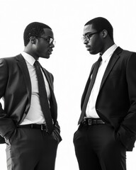 Aufkleber - Professional discussion between two analysts in suits during a corporate meeting