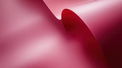 Leinwandbilder - Vibrant red paper texture showcasing smooth curves and soft gradients in a dynamic composition