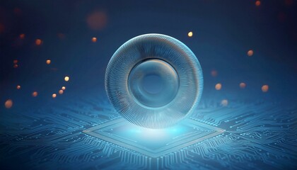 Consumer future and technology concepts: Quantum computing concept, glowing circuits and particles.